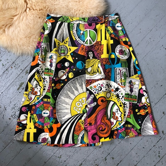 1960’s 1970’s Occult & Mysticism Print Skirt RARE - Picture 2 of 8